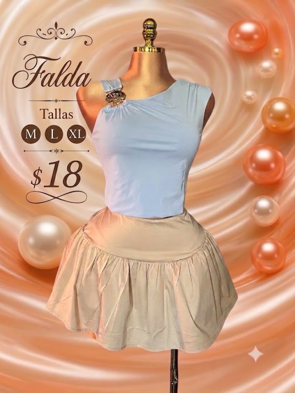 Women's Beige Tiered Mini Skirt M/L/XL